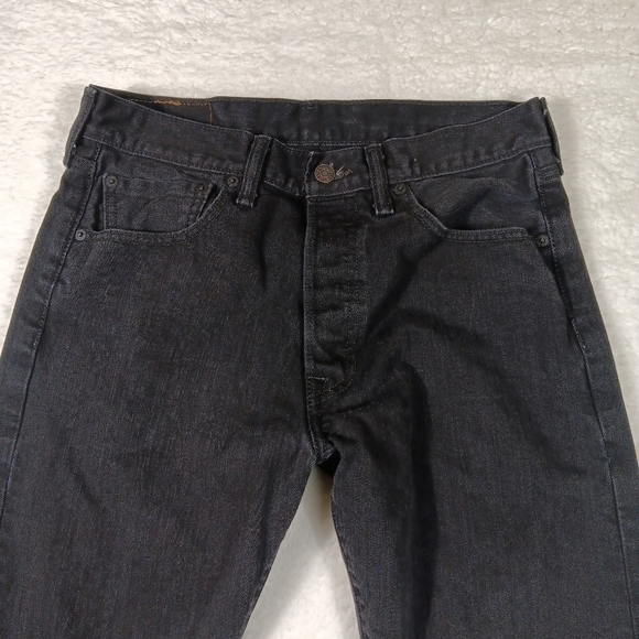 Levi’s 501 Jeans Mens 32x32 Black Denim Button Fly Straight Leg Regular Fit - Picture 5 of 14